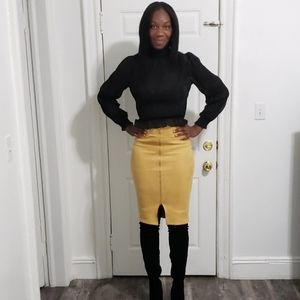 Faux Suede Zipped Front Skirt